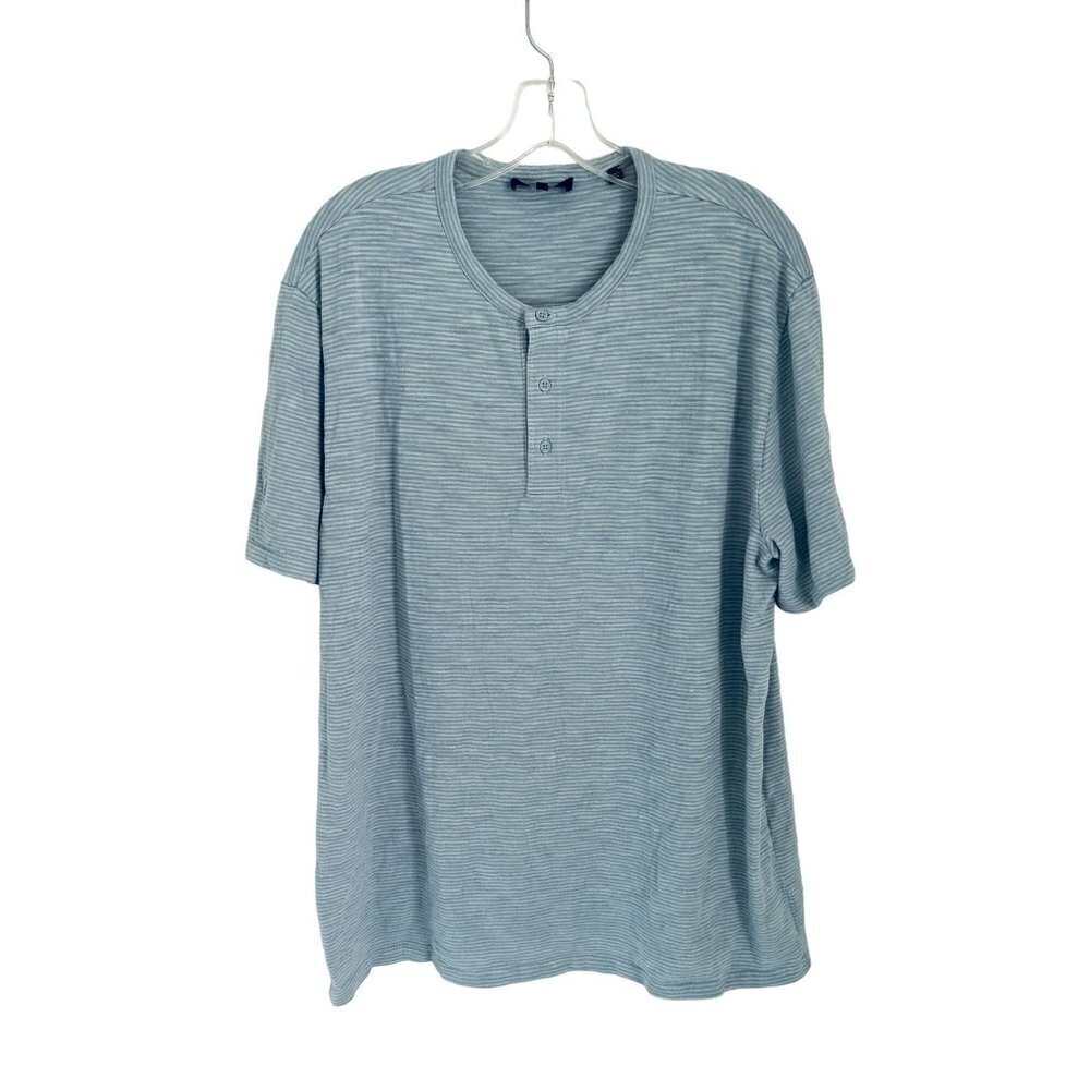 VINCE Henley Shirt T-Shirt Cotton Light Blue Short Sleeve Size XLarge